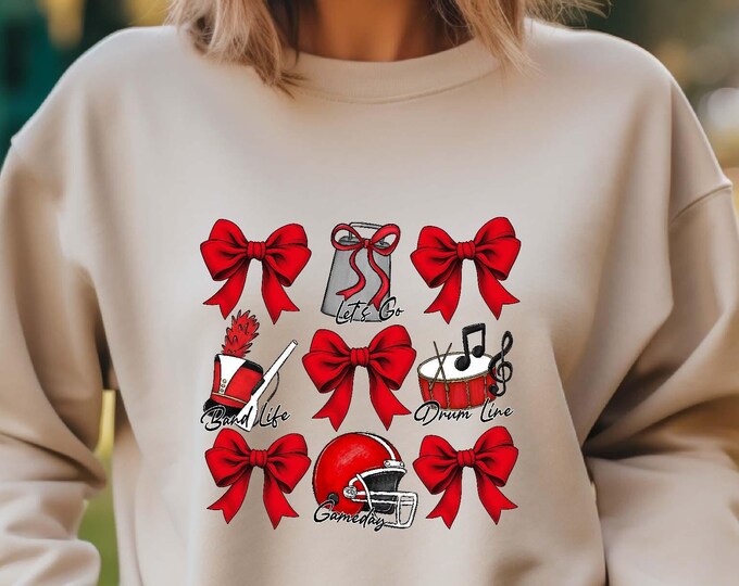 Coquette Game Day Shirt, Football Mom Shirt, Mom Game Day Tee, Spirit Shirt, Sports Mom Shirt, Team School Spirit, Red Cheer Sweatshirt