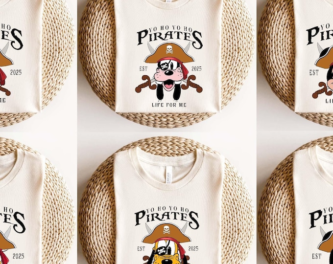 Mickey And Friends Pirates 2025 Shirt, Comfort Colors® Mickey Minnie Daisy Donald Goofy Pluto Pirates Matching Shirt, Disney Pirates Life