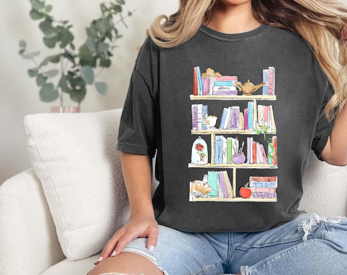 Princess Book Shirt, Disney Teacher Librarian Comfort Color Shirt, Disney Book Lover Shirt, Belle's Library Shirt, Disney Book Worm,Book Tee