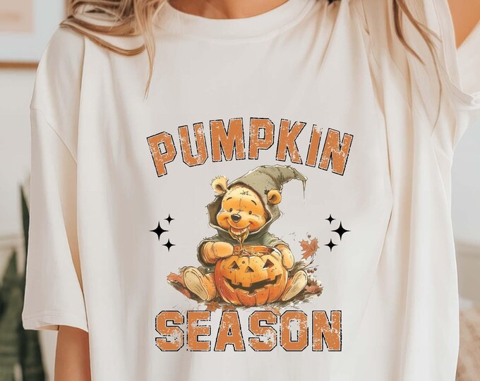 Comfort Colors® Retro Pooh Pumpkin Halloween Shirt, Winnie The Pooh Halloween Shirt, Spooky Season Shirt, Pooh Shirt,Cute Fall Shirt