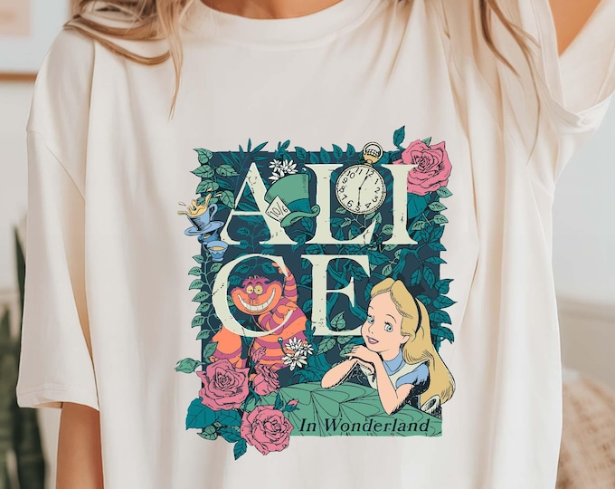 Disney Alice in Wonderland Comfort Colors Shirt, Disney Shirt, Alice in Wonderland Wildflower Shirt, Disneyland Shirt, Disney Princess Shirt