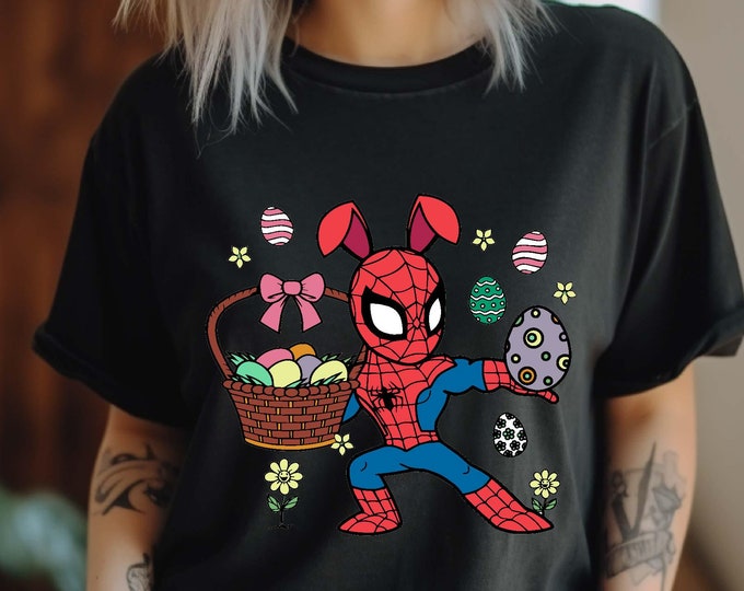 Spiderman Easter Bunny Shirt, Comfort Colors Avengers Spiderman Shirt, Superhero Easter T-shirt, Disney Easter trip Tee, Easter Kids Tee