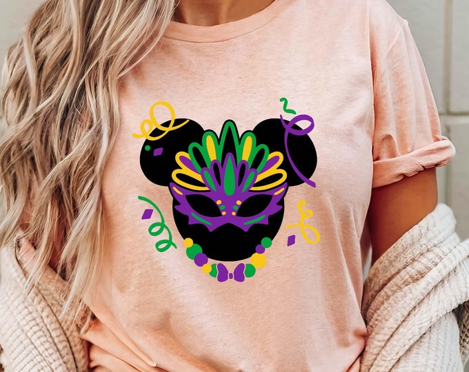 Mardi Gras Mickey Head Shirt, Disney Festival T-Shirt, Mardi Gras Disney Shirt, Mardi Gras Carnival Shirt, Disney Family Matching Tee
