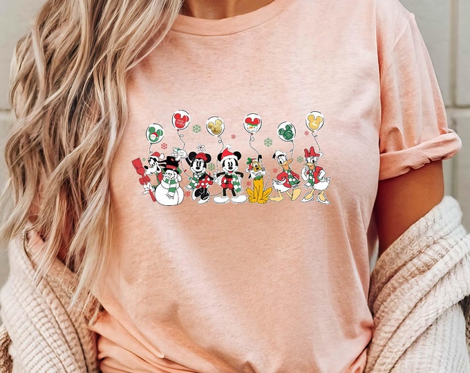 Disney Mickey and Friends Christmas Shirt, Mickey Balloon Shirt, Family Christmas Matching Sweatshirt, Mickey And Friends Shirt, Disney Xmas