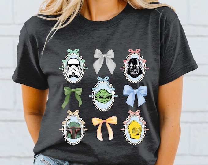 Retro Star Wars Coquette Mirror Shirt, Comfort Colors Disney Star Wars Characters Bow Shirt, Star Wars Day Shirt, Disney Vacation Shirt