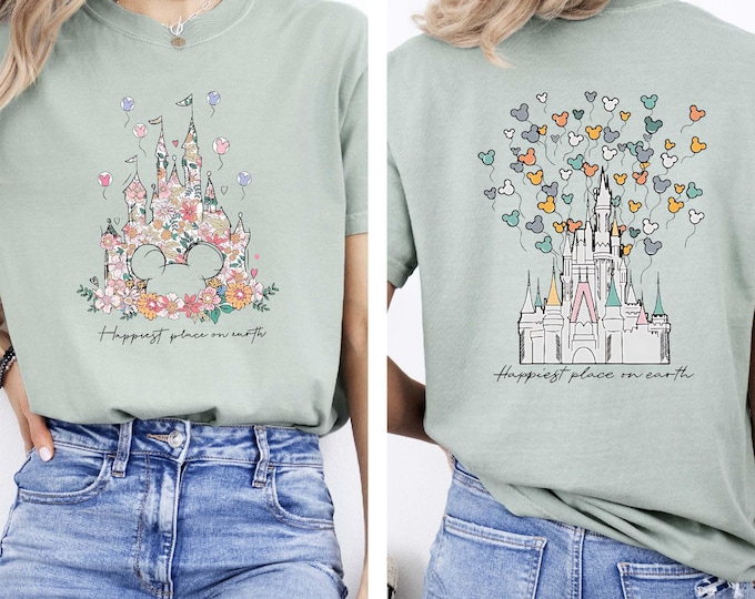 Happiest Place on Earth Shirt, Comfort Colors Disneyland Castle T-shirt, Women's Magical Castle Tee, Matching Disneyland Group Vacation Tees