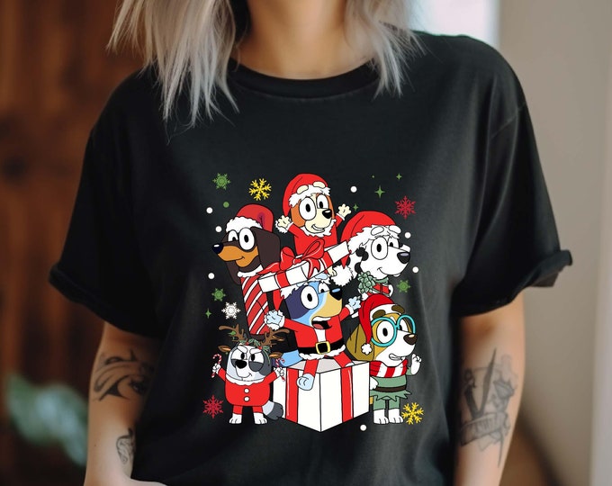 Bluey Christmas Shirt, Disney Dog Christmas Shirt, Christmas Party Kids T-shirt, Disney Christmas Shirt, Bingo&Bluey Christmas Sweatshirt