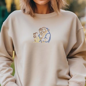 Beauty and The Beast EMBROIDERED Sweatshirt, Disney Princess Embroidery Hoodie, Princess Belle Sweatshirt, Magic Kingdom Family Matching Tee