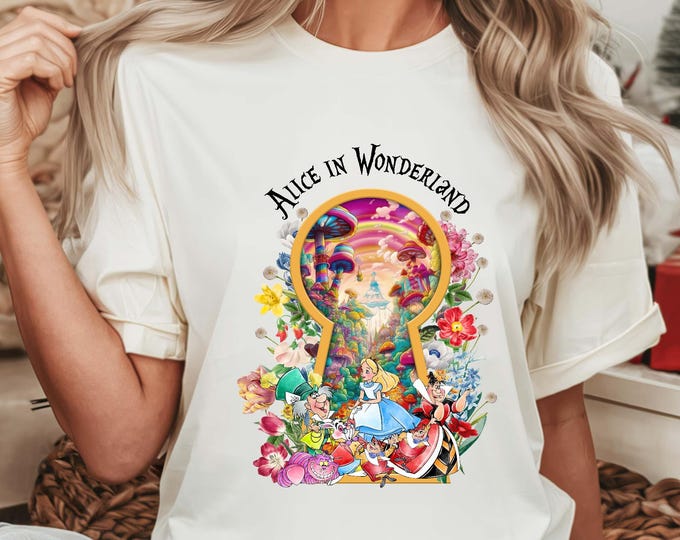 Comfort Colors® Watercolor Alice In Wonderland Shirt, Alice Magic Adventure Shirt, Alice Wonderland Magic Key Shirt, Alice Cheshire Cat Tee