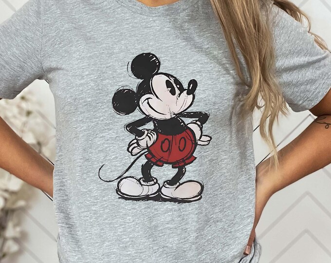 Sketch Mickey Mouse T-shirt, Disney Mickey Mouse Portrait Shirt, Disneyland Vacation Gift, Mickey And Friends Sweatshirt, Magic Kingdom Tee