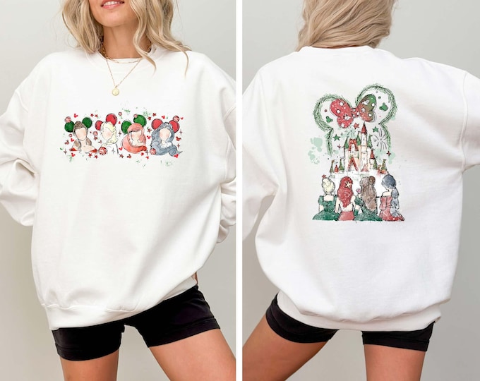 Princesses Christmas Shirt, Disney Minnie Head Castle Xmas Shirt, Disneyland Girls Trip Xmas Shirt, Magic Kingdom Shirt, Girl Xmas Squad Tee