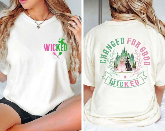 Wicked Change For Good Comfort Colors Shirt, Defy Gravity Broomstick Magic Wand, Wizard Movie Fan Shirt, Wicked Musical Fan Gift