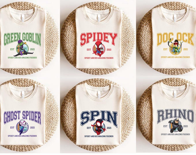 Spidey and His Amazing Friends Shirt, Ghost Spider Tee, Comfort Colors® Avengers Family Matching Shirts, Superhero Spiderman Disney Shirt