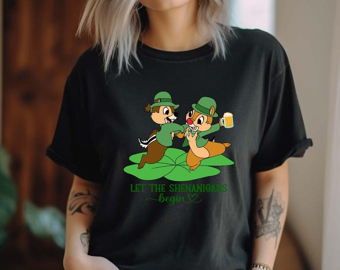 Disney Chip 'n' Dale Let The Shenanigans Begin Shirt, St. Patrick's Double Trouble Shirt, Disney Shamrock Sweatshirt, St Patrick's Day Shirt
