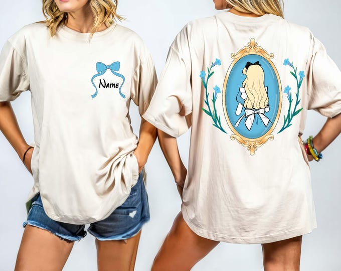 Custom Disney Alice Shirt, Comfort Colors® Watercolor Alice In Wonderland Coquette Mirror Shirt, Disney Castle Shirt, Disney Girls Trip Tee