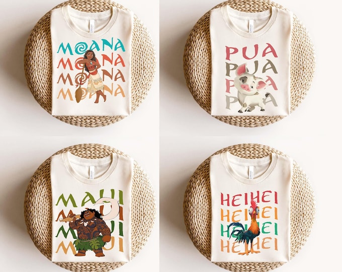 Comfort Colors® Disney Moana Hei Hei Pua Maui Matching Shirt, Princess Moana Movie Characters T-shirt, Disney Family Vacation Shirt