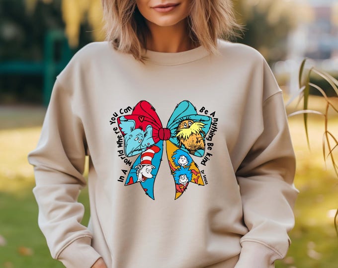 Dr. Seuss T-shirt, Dr Seuss Sweatshirt, Coquette Bow Dr Seuss Day Shirt, Cat In The Hat Shirt, Teacher shirt, Kids Shirt, Reading Day Shirt