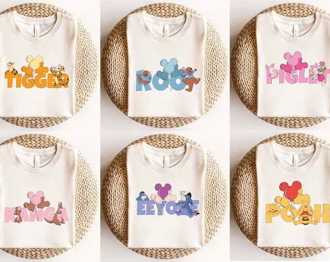 Winnie The Pooh Character Shirts, Tigger Piglet Kanga Eeyore Tees, Disney Family Matching Costume Shirts, Group Disney Trip Tee