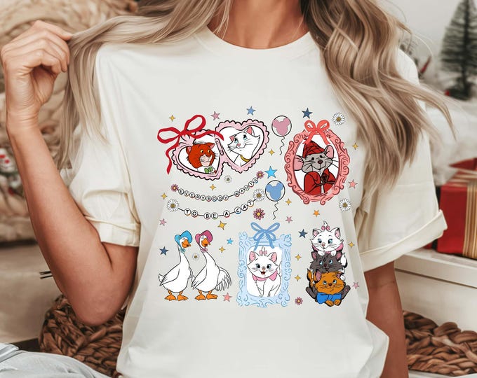 The Aristocats Marie Coquette Bow Disney Comfort Colors® Shirt, Berlioz Toulouse Marie Cat Lovers Disney Girl Trip Shirt, Birthday Girl Tee