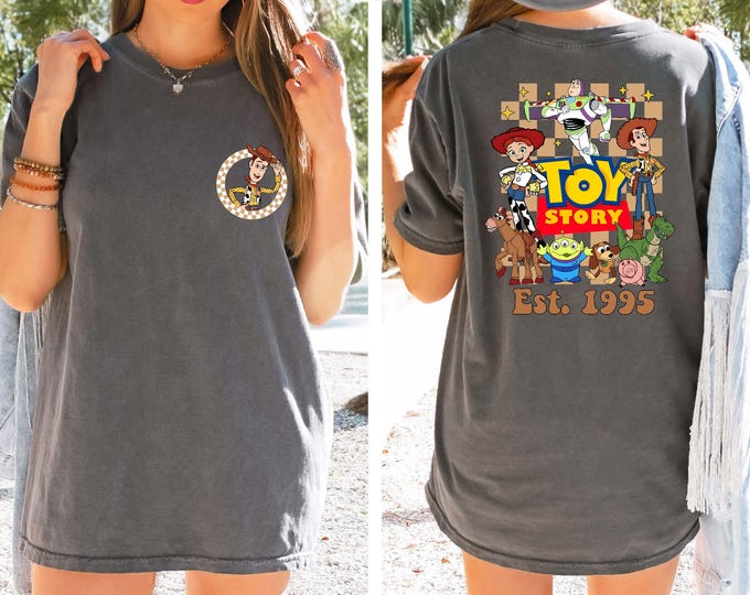 Comfort Colors® Disney Pixar Fest Shirt, Two-sided Disney Pixar Movie Shirt, WDW Disneyland Pixar Pier Family Vacation 2025, Woody Toy Story