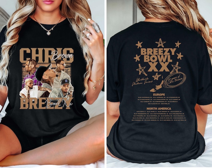 Chris Brown Tour Breezy Bowl XX V2 Vintage Shirt, Concert Retro 2025 Shirt, Chris Brown Graphic Tee, Music Tour Y2k T-Shirt