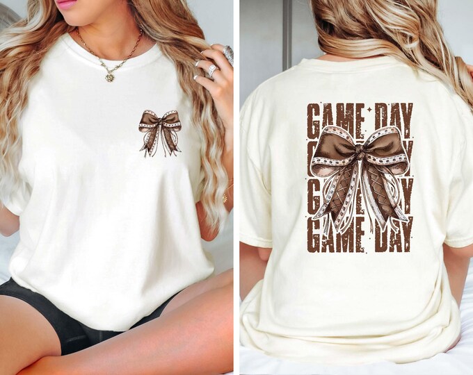 Comfort Colors® Football Coquette Bow Game Day Shirt, Gameday Shirt, Tis the Football Season Shirt, Football Mom Shirt, Sports Mama Gift