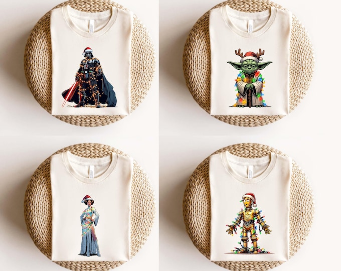 Star Wars Characters Christmas Matching Shirt, Star Wars Christmas Light Sweatshirt, Christmas Party T-shirt, Disney Holiday Hoodie