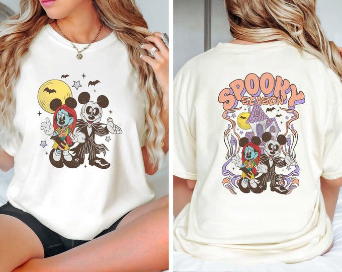 Disney Mickey Minnie Mouse Spooky Season Shirt, Mickey Minnie Frankenstein, Disney Halloween Sweatshirt, Spooky Season,Disney Pumpkin Shirt