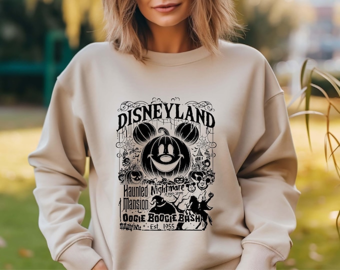 Vintage Disneyland Pumkin Mickey Shirt, Nightmare On Main Street Sweatshirt Hoodie, Oogie Boogie Bash Halloween Tee, Haunted Mansion T-shirt