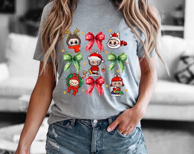 Christmas Coquette Labubu T-Shirt, Merry Christmas Labubu Monsters Crewneck, Cute Labubu And Friends Winter T-shirt, Gift For Lover
