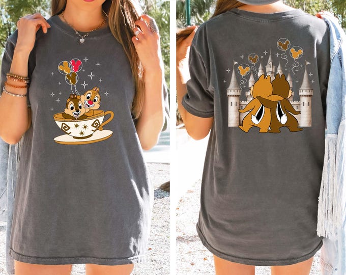 Disney Chip & Dale Shirt, 2 Sided Double Trouble Tee, Comfort Colors® Magic Castle, Disney Family Trip Shirt, Chip N Dale Disney Trip Tee