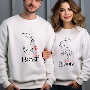 Beauty and Beast Disney Couple Shirt, Disney Valentine&#39;s Day Matching Sweatshirt, Beauty And Beast Honeymoon T-shirt, Anniversary Gift