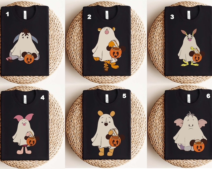 Vintage Winnie The Pooh Ghost Halloween T-shirt, Pooh And Friends Ghost Halloween Sweatshirt, Disney Matching Halloween Shirts
