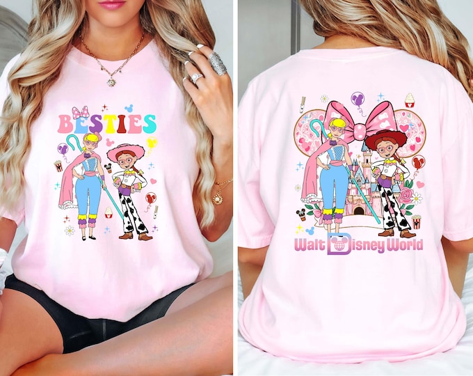 Comfort Color Toy Story Besties Shirt, Retro Disneyland Bo Peep And Jessie Shirt, Toy Story Shirt, Disneyland Toy Story Best Friends Shirt