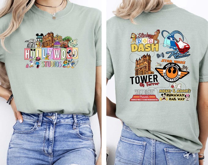 Vintage Hollywood Studios Two-Sided T-shirt, Disney Comfort Colors Shirt, Hollywood Studios Family Shirt, Disney Park Shirt, Tower of Terror