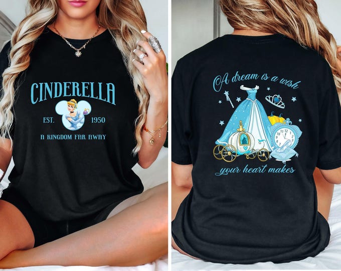 Vintage Disney Princess Cinderella Shirt, Disney Cinderella and Co 1950 Shirt, Disney Princess Shirt, Walt Disney Cinderella Two-Sided Tee