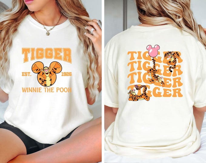 Comfort Colors® Tigger Est 1926 T-shirt, Tigger Pooh Characters Since Two Side Tee, Disneyland Family Trip T-shirt, Disney Group Matching