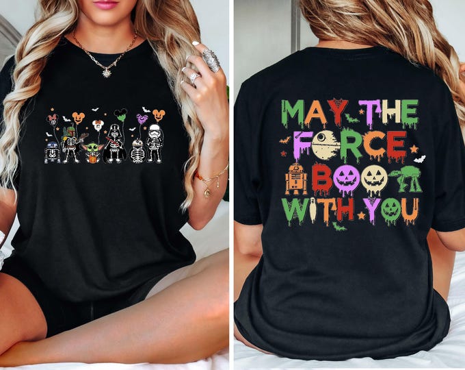 Star Wars Halloween Shirt, May the Force Boo With You Star Wars Skeleton Sweatshirt, Galaxy's Edge Halloween Tee, Halloween Costume