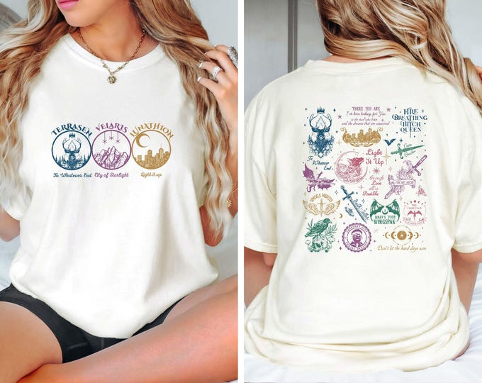 Throne of Glass Acotar T-shirt, Fireheart Terrasen Shirt, Crescent City Merch Tee, Merch SJM, Manon Blackbeak, Throne Of Glass Fan Gift