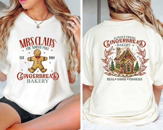 Christmas Gingerbread Bakery Shirt, Gingerbread T-shirt, Vintage Christmas Sweatshirt, Xmas 2024 Gift, Trendy Christmas For Women