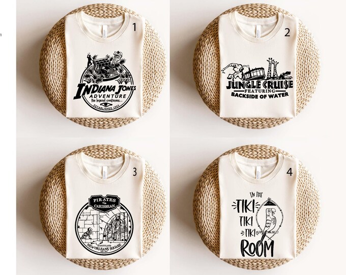 Disneyland Adventure Park Shirt, Indiana Jones Jungle Cruise Tiki Room Pirates Of The Caribbean Matching Tee, Disneyland's  Adventure Land