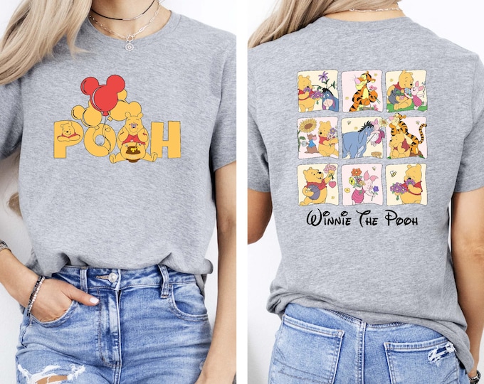 Winnie The Pooh Two Sided T-shirt, Comfort Colors® Disney Pooh And Friends Shirt, Disneyland Vacation Tee, Winnie The Pooh Matching Shirt