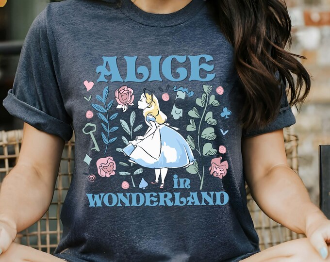 Comfort Colors® Alice In Wonderland T Shirt, Disney Alice Tee, Princess Alice Shirt, Alice In Wonderland Flowers Shirt, Disney Princess Tee