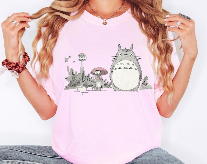 Cute My Neighbor Totoro Raining Scene T-Shirt, Mei Satsuki Totoro Shirt, Studio Ghibli T-Shirt, Hayao Miyazaki Tee, Studio Ghibli Gifts Idea