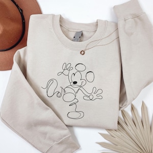 Custom Embroidered Mickey Mouse Sweatshirt, Disney Characters Embroidery Crewneck Sweater, Mickey Embroidered Hoodie, Disneyland Trip