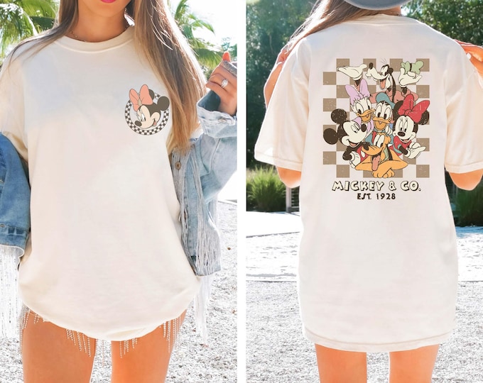 Vintage Retro Minnie Checkered shirt, Disney checkered T-shirt, Disney trip 2025 shirt, Comfort Color Disney shirt, Vintage Minnie Mouse Tee