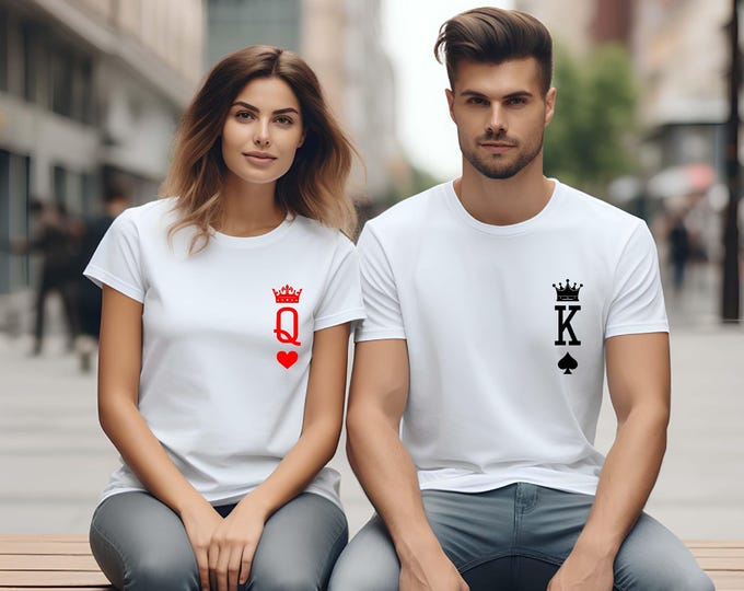 King and Queen Shirt, Couple Shirts, King of Spades and Queen of Hearts Shirt, Couple Outfit, His and Hers