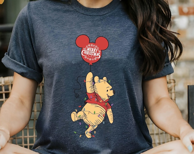 Winnie The Pooh Christmas Balloon Shirt, Pooh Bear Tee, Disney Christmas Tee, Most Wonderful Time of Year Shirt, Pooh Christmas Sweatshirt