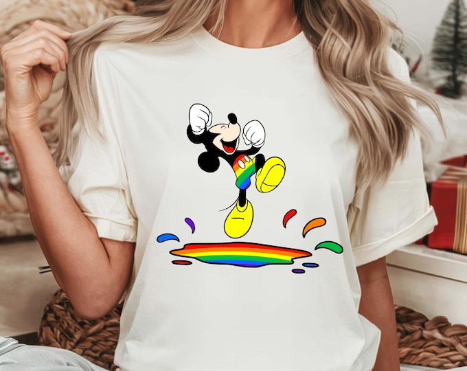 Pride Mickey Mouse Shirt, Disney LGBTQ Mickey Tee, Gay Lesbian Pride Shirt, Rainbow Flag Disney, Inclusive Park Wear, Love is Love