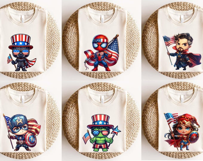 Superhero 4th of July Shirt, Marvel Avengers Independence Day Tee, Matching Family 4th July Shirt, Kids Patriotic Superhero Disney Trip Tees